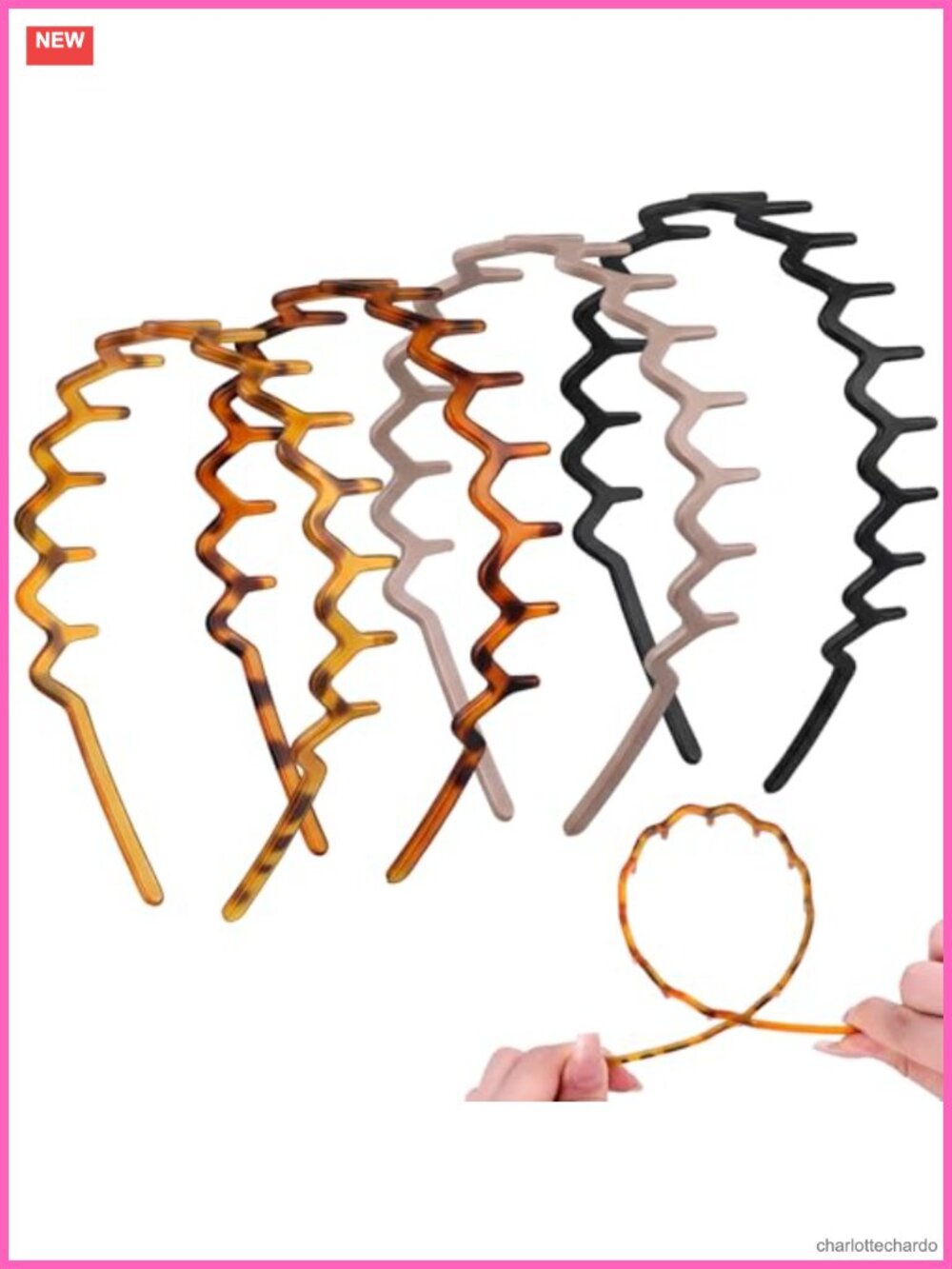 4 Pack Zig Zag Headbands Non-Slip Comb Hair Accessories